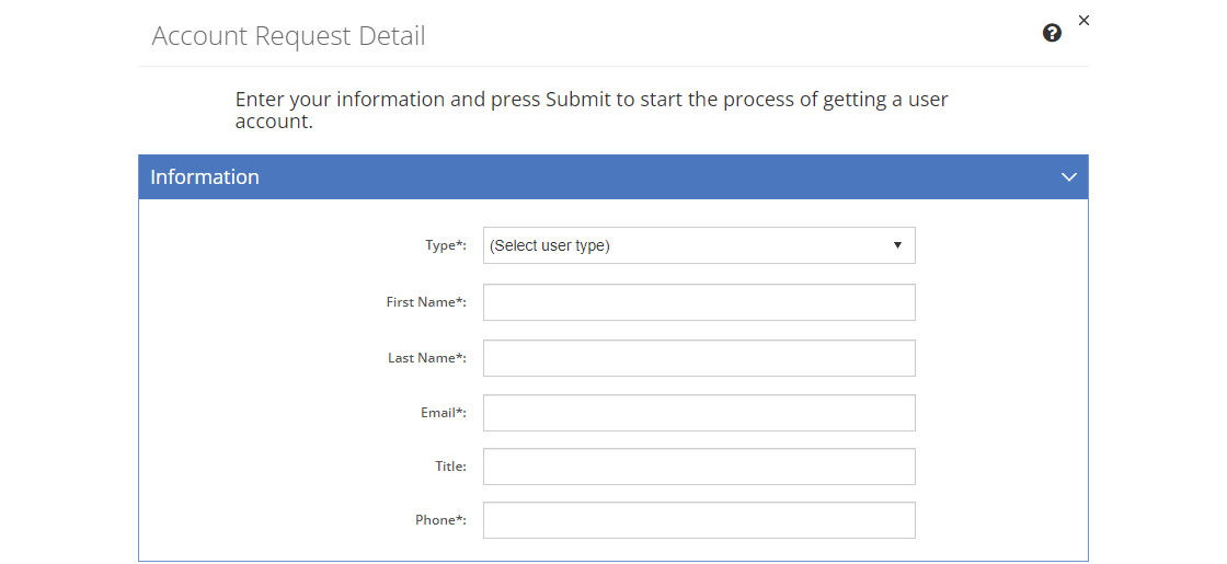 Account Request Detail Screen - Information Tab