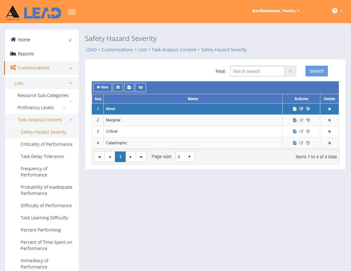 Task Analysis Content - Safety Hazard Severity Example