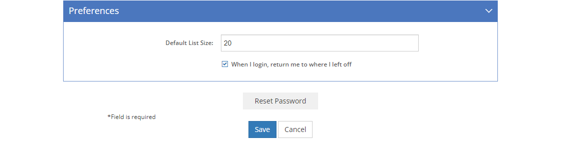 User Detail Screen - Preferences Tab