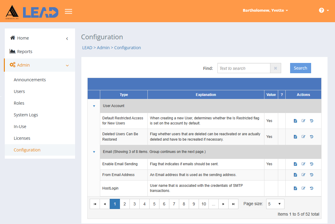 LEAD Administrator - Configuration
