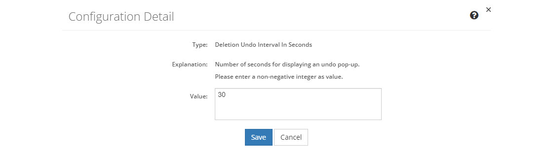 Configuration Detail Screen Configuration Detail Screen