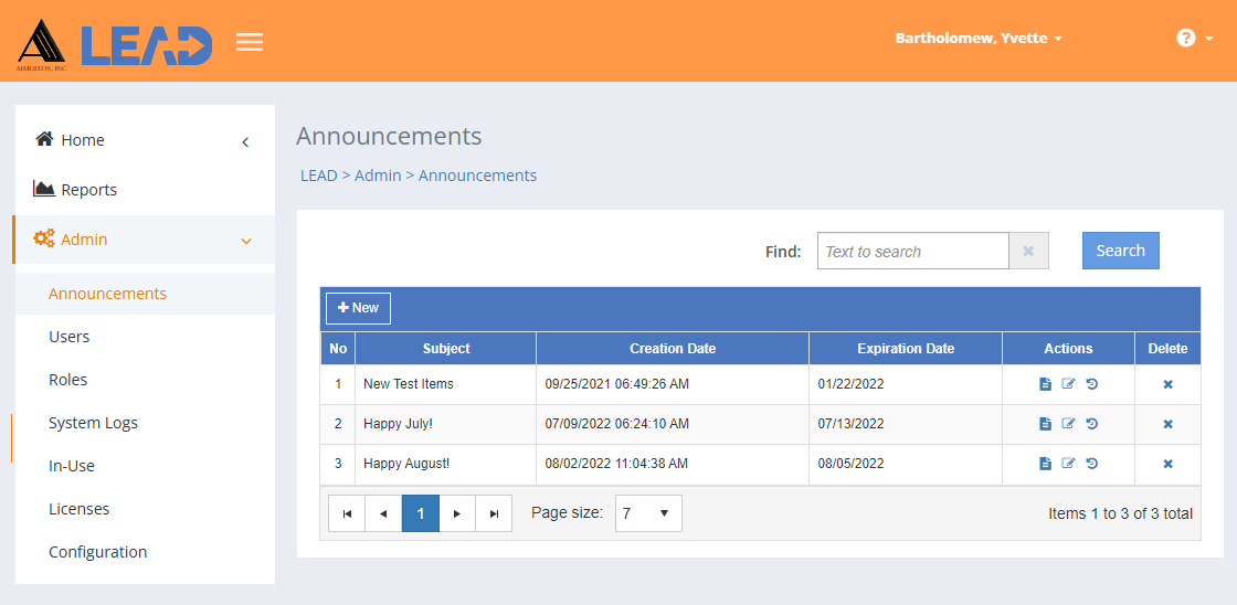 LEAD Administrator - Announcements LEAD Administrator - Announcements