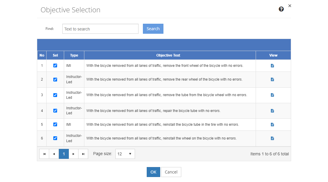 Curriculum Development > Assessment Objective Selection Screen