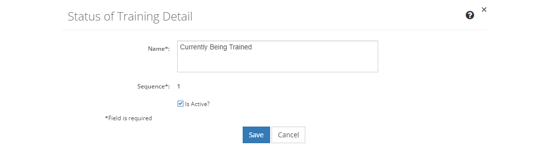 Status of Training Detail Screen