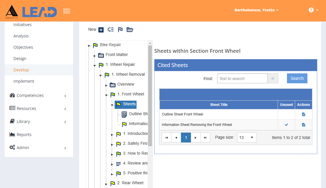 Enabling Objective Level > Sheets