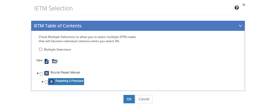 IETM Selection Screen