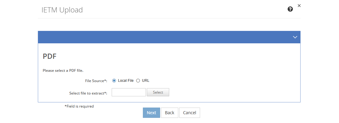 IETM Upload - PDF Screen