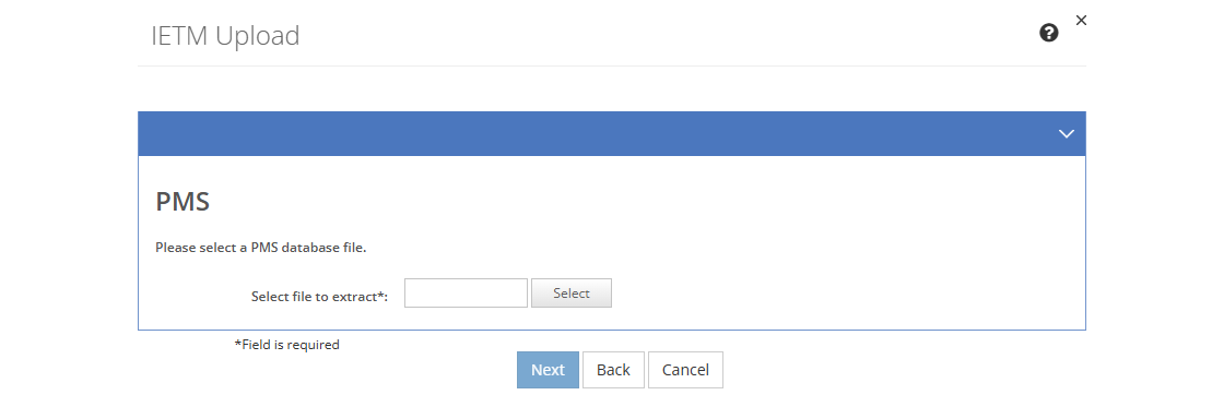 IETM Upload - PMS Screen