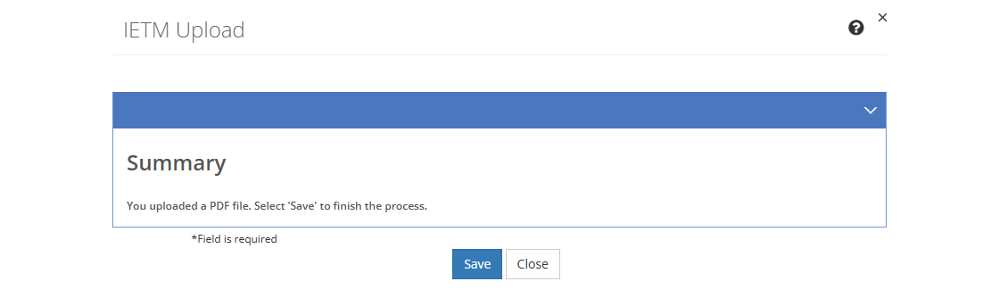 IETM Upload - PDF Summary Screen