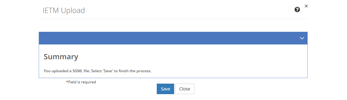 IETM Upload - SGML Summary Screen