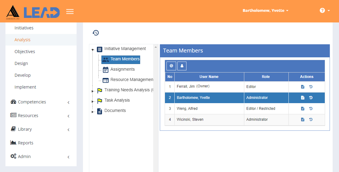 Initiative Management > Team Members