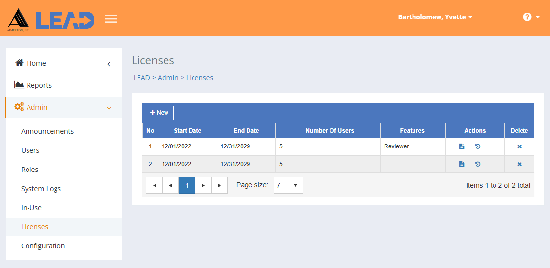 LEAD Administrator - Licensing