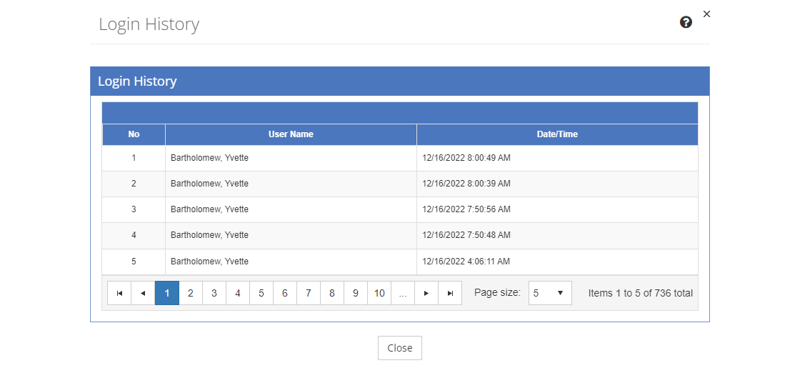 Login History