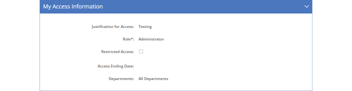 My Profile Detail - My Access Information Tab
