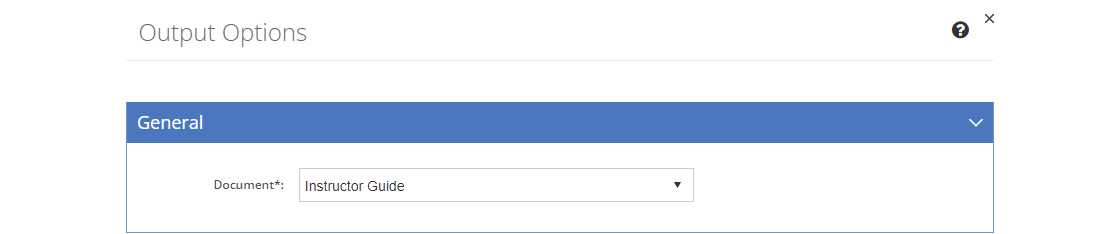 Table of Contents Item, IG, PG, Storyboard, and Package Output Options - General Tab