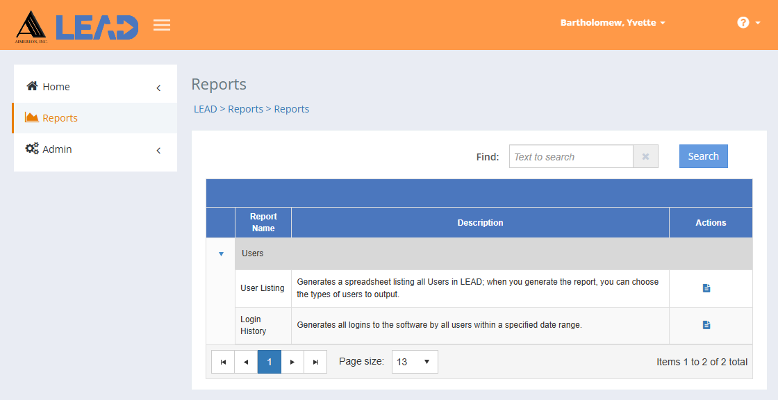LEAD Administrator - Reports LEAD Administrator - Reports