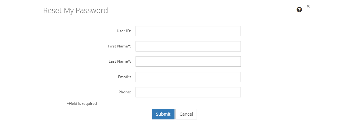 Reset My Password Screen