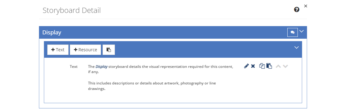 Storyboard - Display Tab