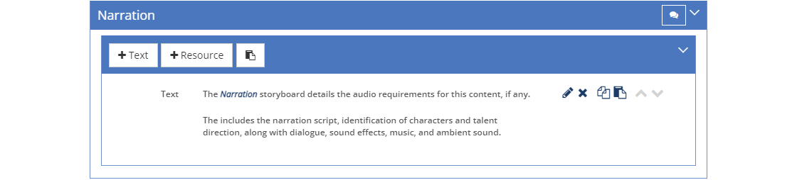 Storyboard - Narration Tab
