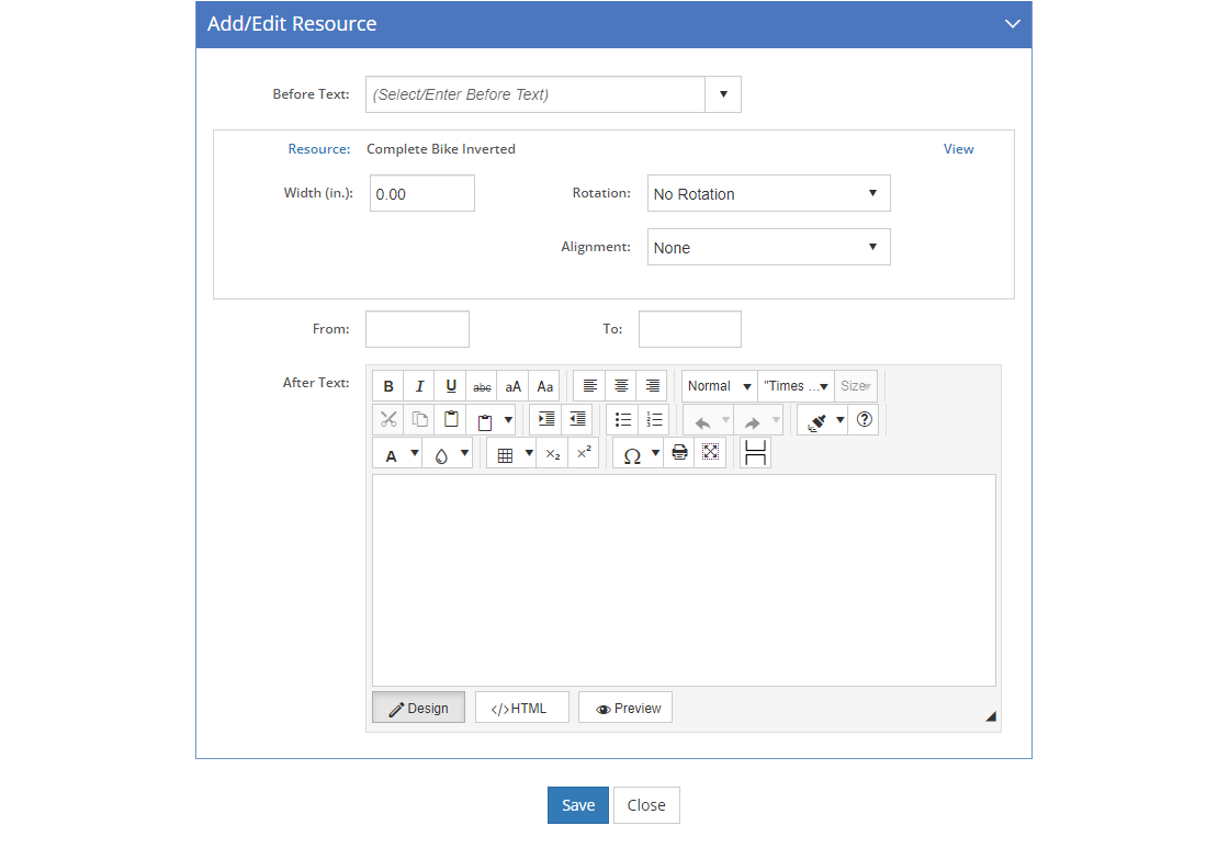 Add/Edit Resource Screen