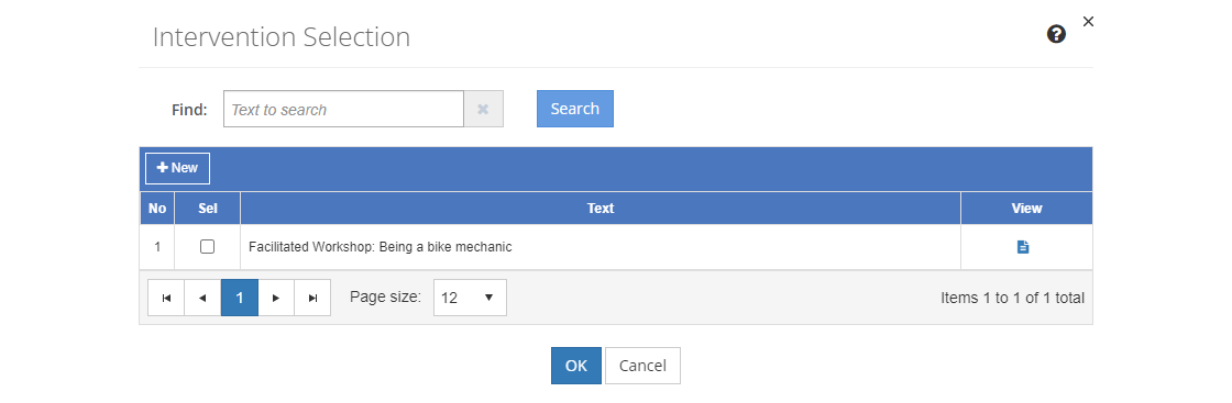 Task Analysis > Intervention Selection Screen