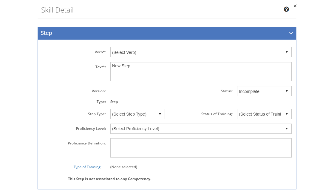 Task Analysis > Skill Detail Screen - New Step